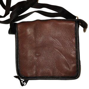 erda brown black deerskin Travel Cross Body simple flat bag 6x6" 80s